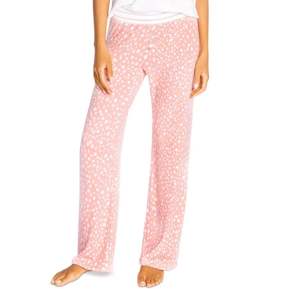 PJ Salvage Crystal Cove‎ Dot Lounge Pants XS Orange White Elastic Waist Pull On